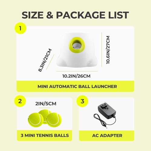 Automatic Dog Ball Launcher – Interactive Fetch Machine with 3 Balls (2”) – Adjustable Distance Thrower for Small Dogs, Indoor & Outdoor Play