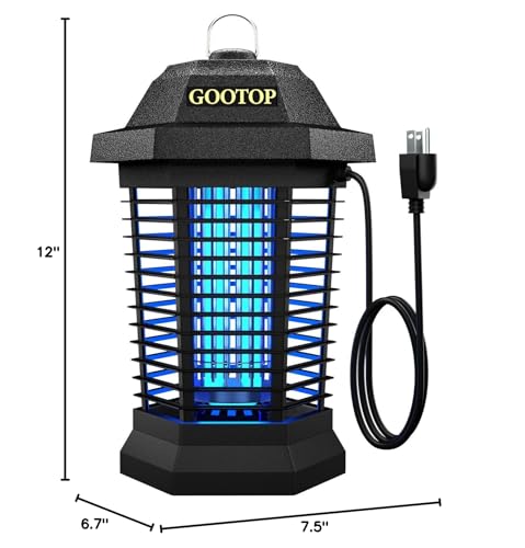 Outdoor & Indoor Bug Zapper – Electric Mosquito and Fly Killer with 4200V Grid, Plug-in Insect Trap, Covers up to 1/2 Acre, Black
