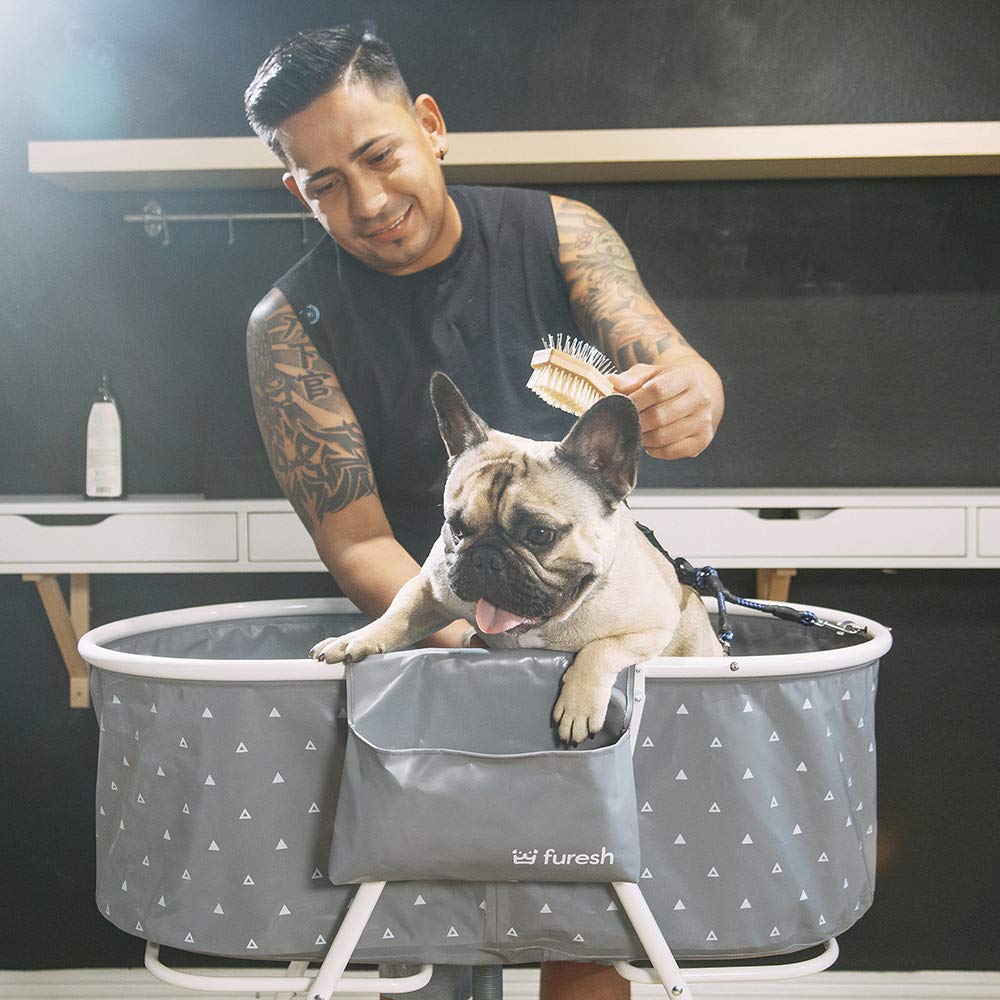 Elevated Foldable Pet Bath Tub & Grooming Station – Portable Indoor/Outdoor Wash Station for Small & Medium Dogs and Cats (Gray)