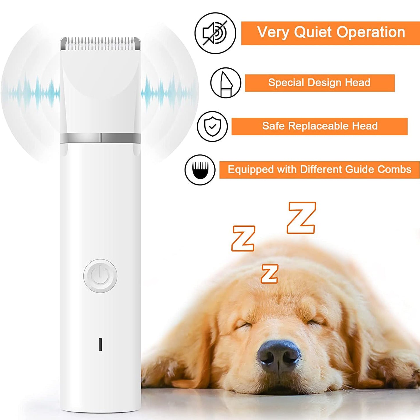 Pet Clippers Grooming Kit – Low Noise Rechargeable Hair Clipper with Paw Trimmer & Cordless Nail Grinder for Dogs, Cats & Other Pets