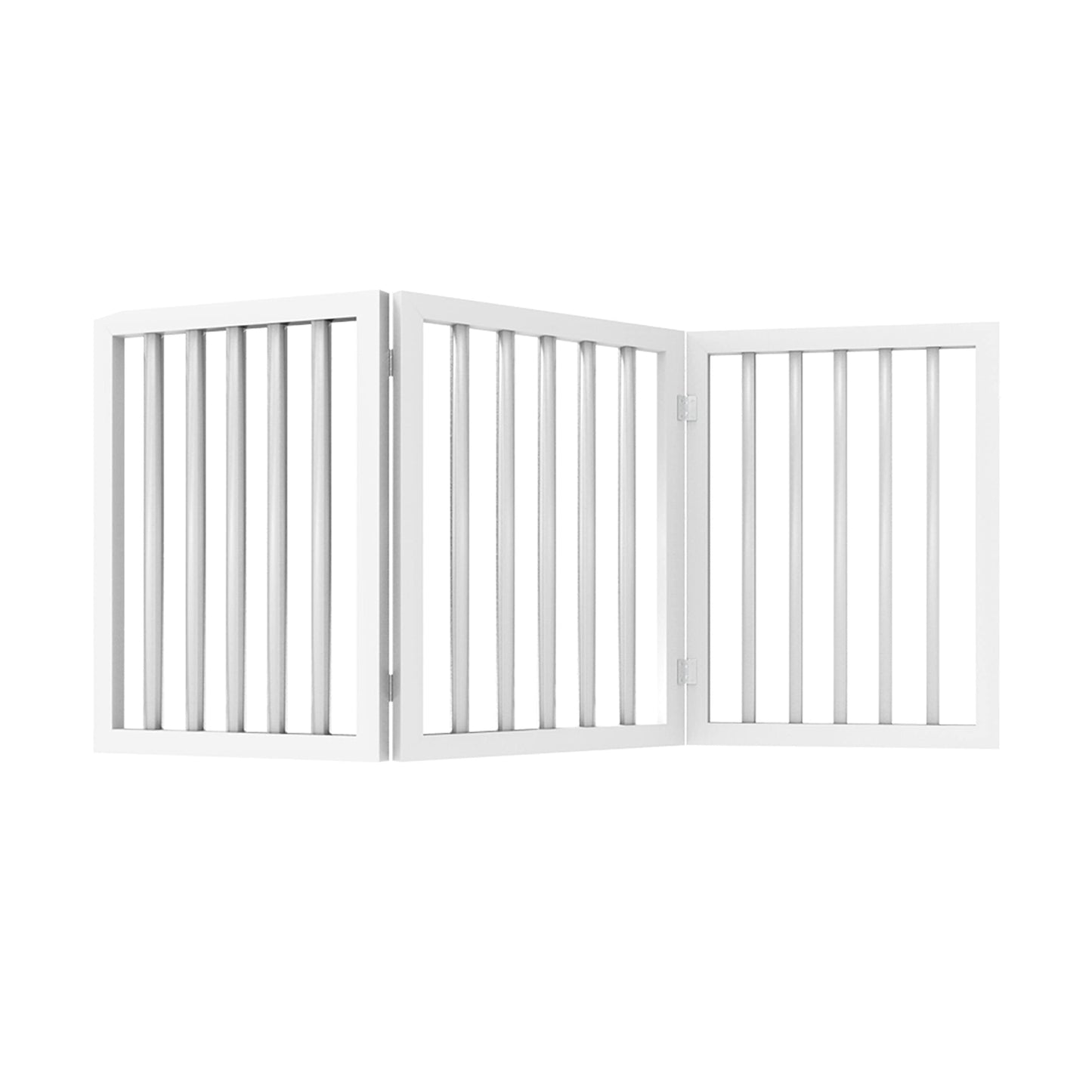 3-Panel Foldable Indoor Dog Gate – Freestanding Wooden Pet Fence for Stairs, Hallways & Doorways, 55x24-Inch (White)
