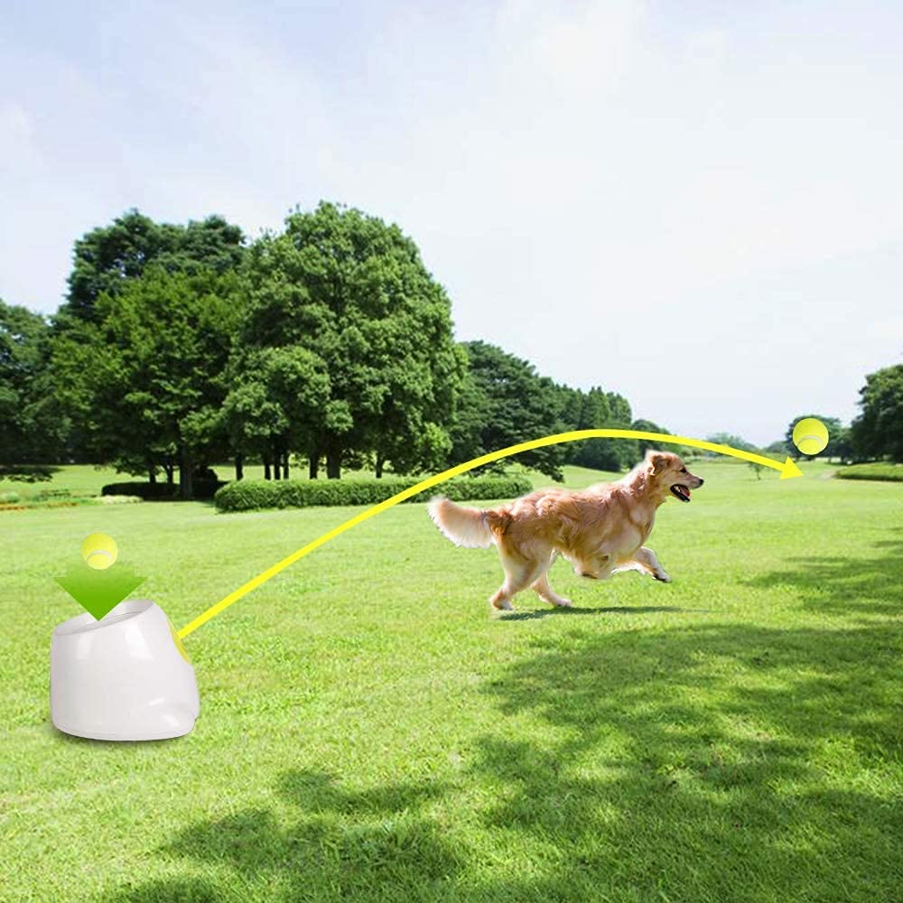 Automatic Dog Ball Launcher – Interactive Fetch Machine with 3 Balls (2”) – Adjustable Distance Thrower for Small Dogs, Indoor & Outdoor Play