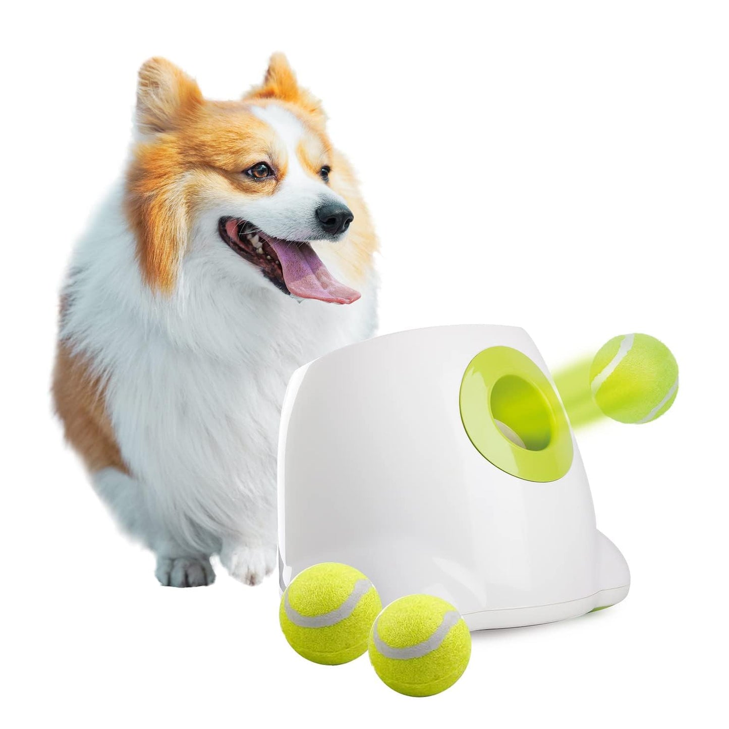 Automatic Dog Ball Launcher – Interactive Fetch Machine with 3 Balls (2”) – Adjustable Distance Thrower for Small Dogs, Indoor & Outdoor Play