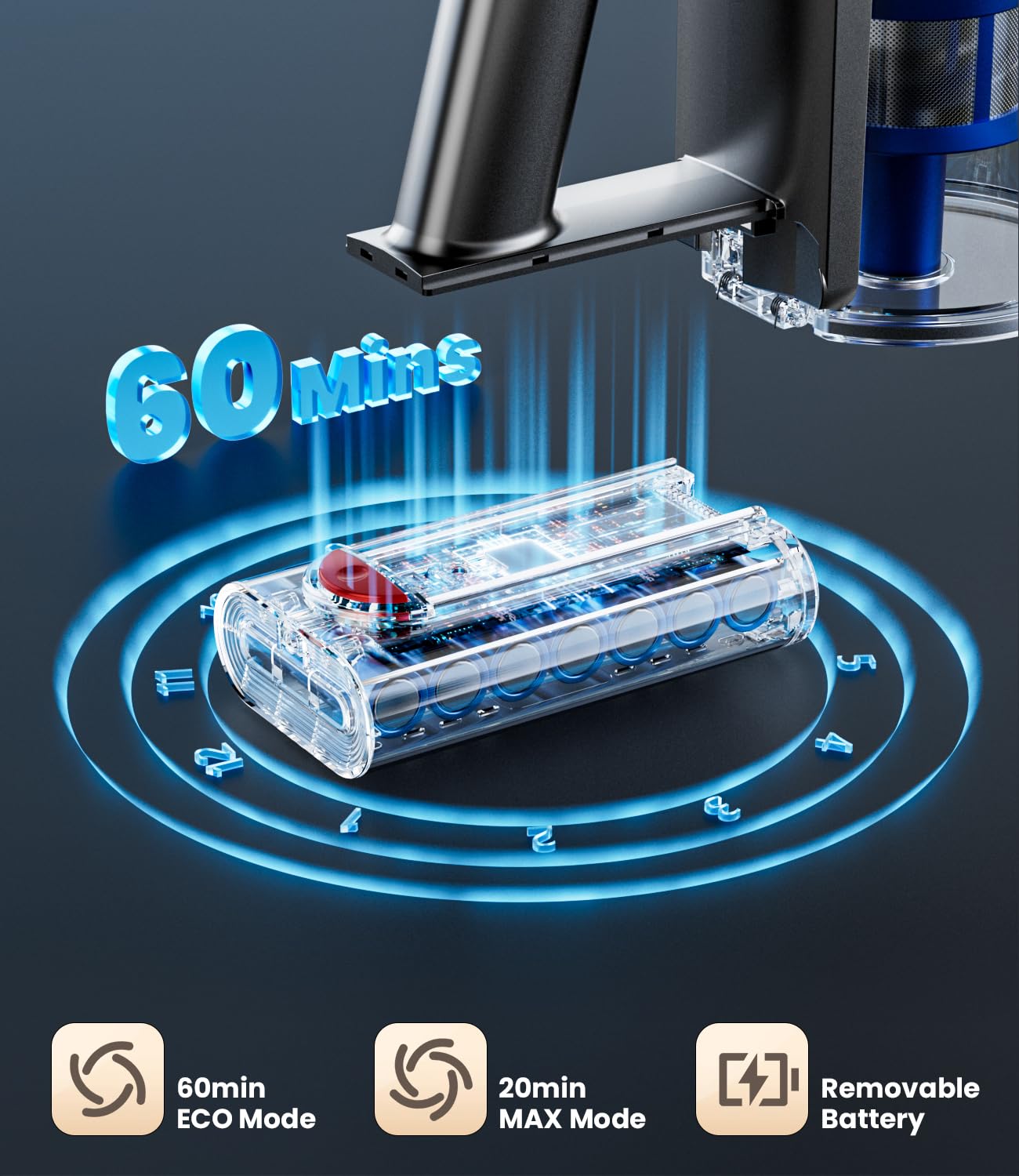 Cordless Stick Vacuum Cleaner – 500W/40Kpa Suction, 60 Min Runtime, LED Display, Anti-Tangle Roller, Wall Mount Charging, 8-in-1 Lightweight Vacuum for Home, Carpet, Hard Floors & Pet Hair