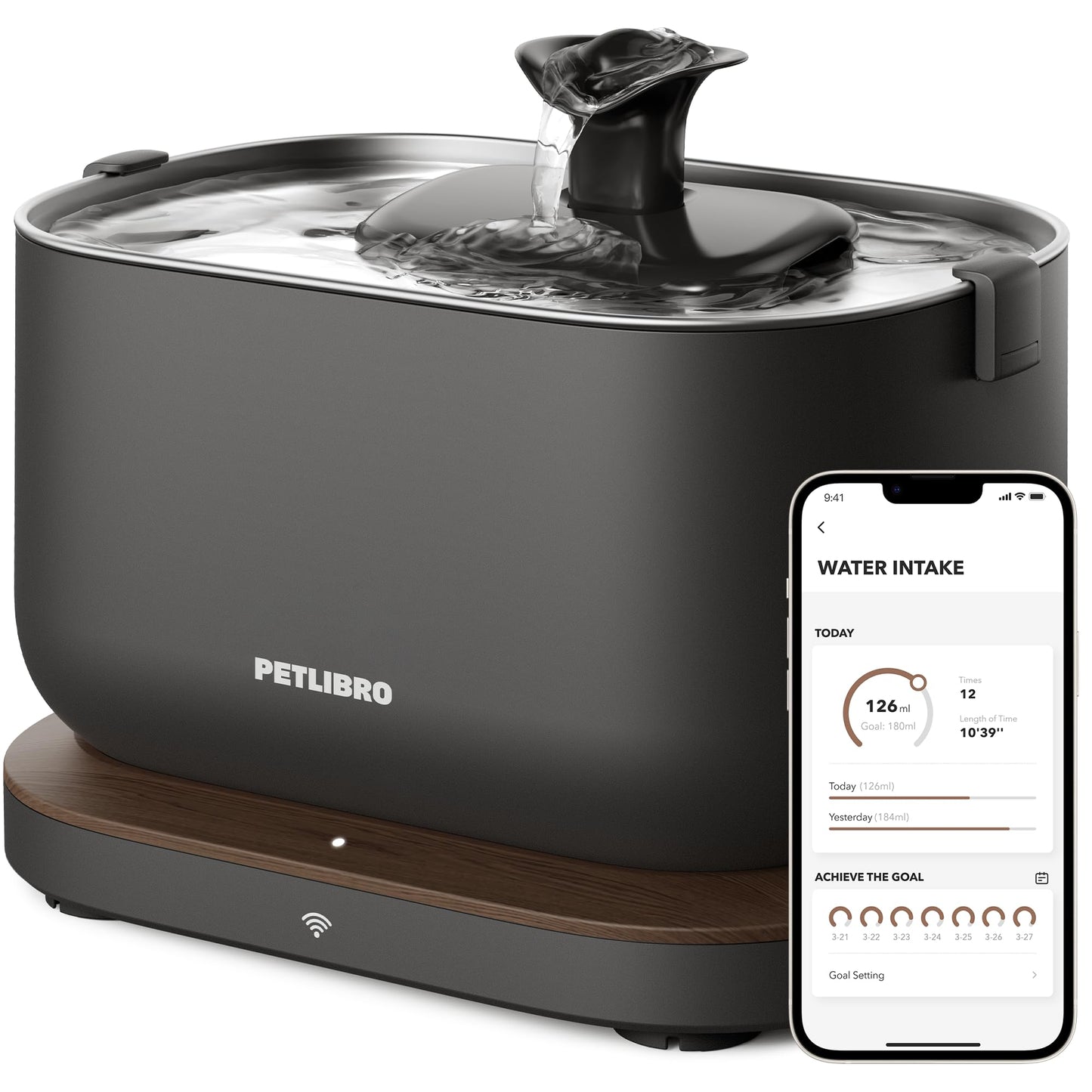 Smart Cat Water Fountain with App Monitoring – Stainless Steel Tray, 2.5L/84oz Automatic Pet Water Dispenser with Wi-Fi, Ultra-Quiet Pump, Multi-Layer Filtration
