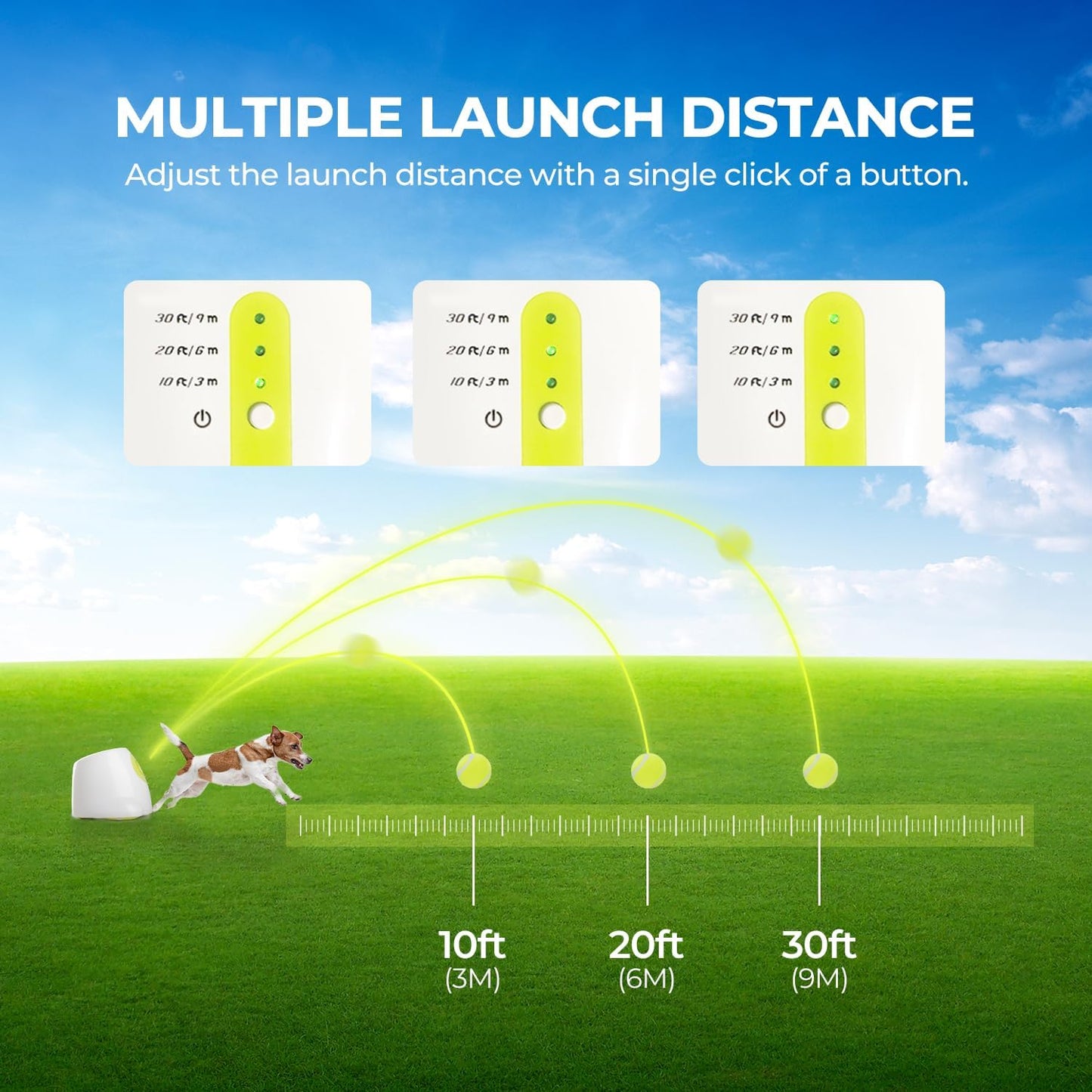 Automatic Dog Ball Launcher – Interactive Fetch Machine with 3 Balls (2”) – Adjustable Distance Thrower for Small Dogs, Indoor & Outdoor Play