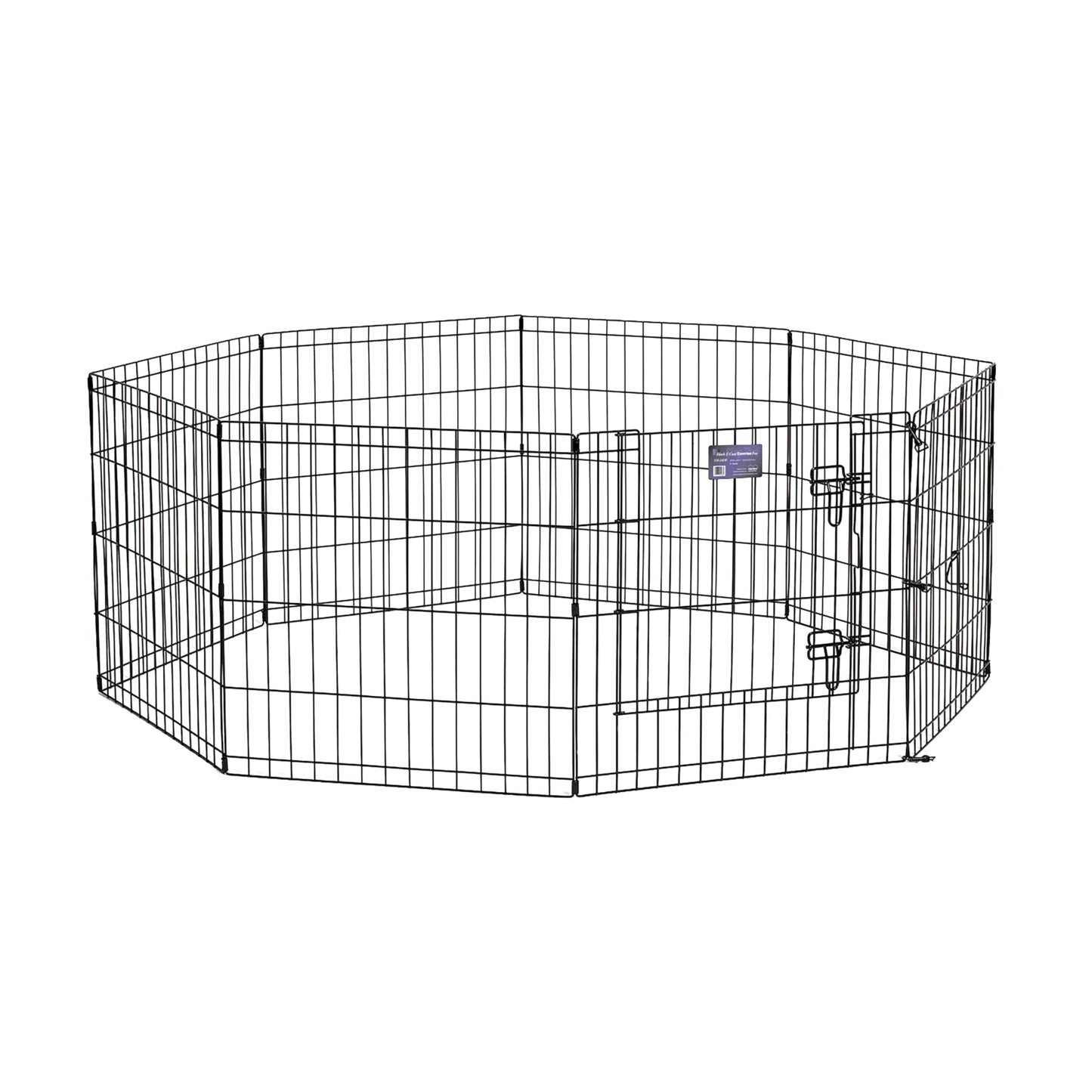 Folding Metal Dog Exercise Pen – 24-Inch Tall Portable Puppy Playpen with Secure Door, Indoor/Outdoor Pet Fence, 16 Sq. Ft. Enclosure, Black