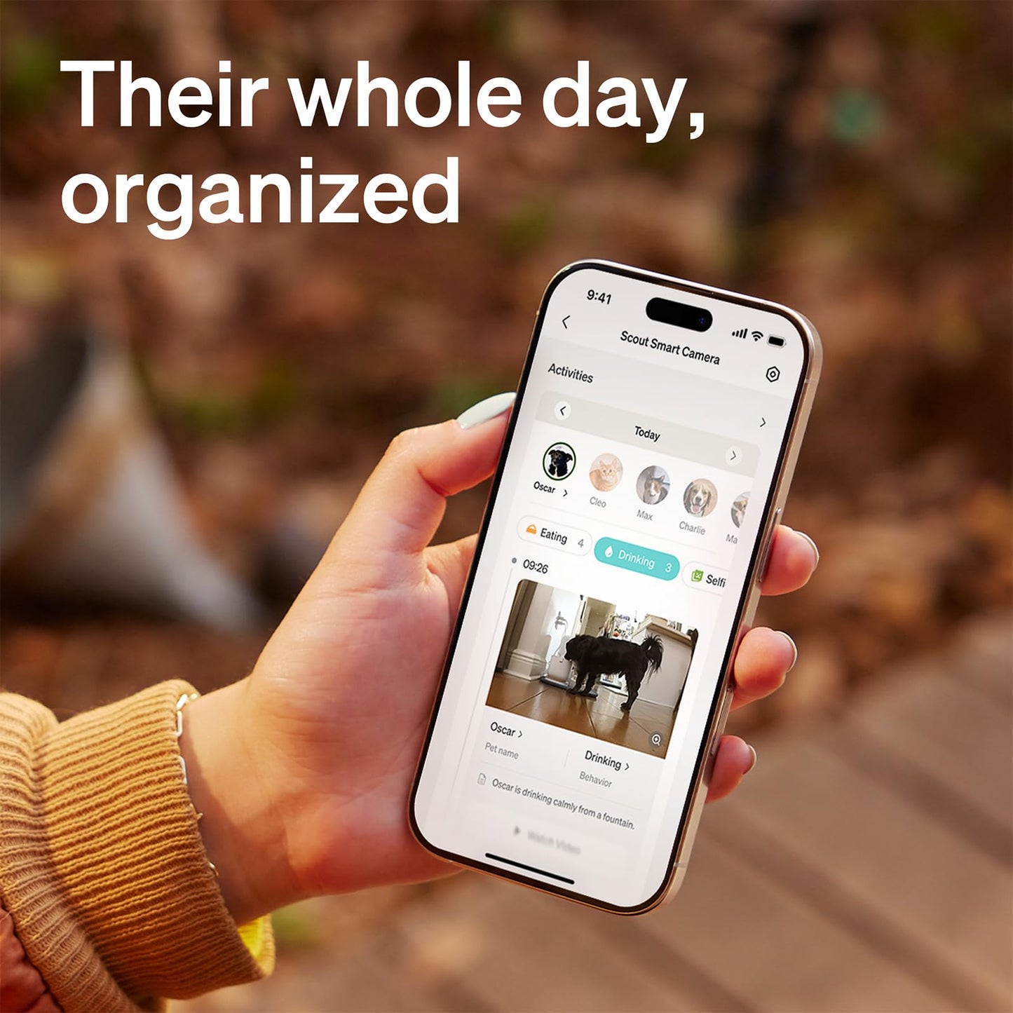 AI Pet Camera with App – Multi-Pet Recognition, Smart Activity Analysis, 360° Auto-Tracking View, 1080P HD, Night Vision & 2-Way Audio
