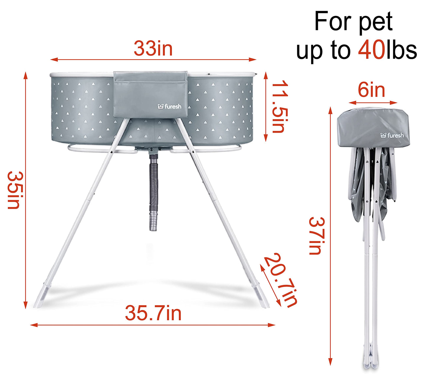 Elevated Foldable Pet Bath Tub & Grooming Station – Portable Indoor/Outdoor Wash Station for Small & Medium Dogs and Cats (Gray)