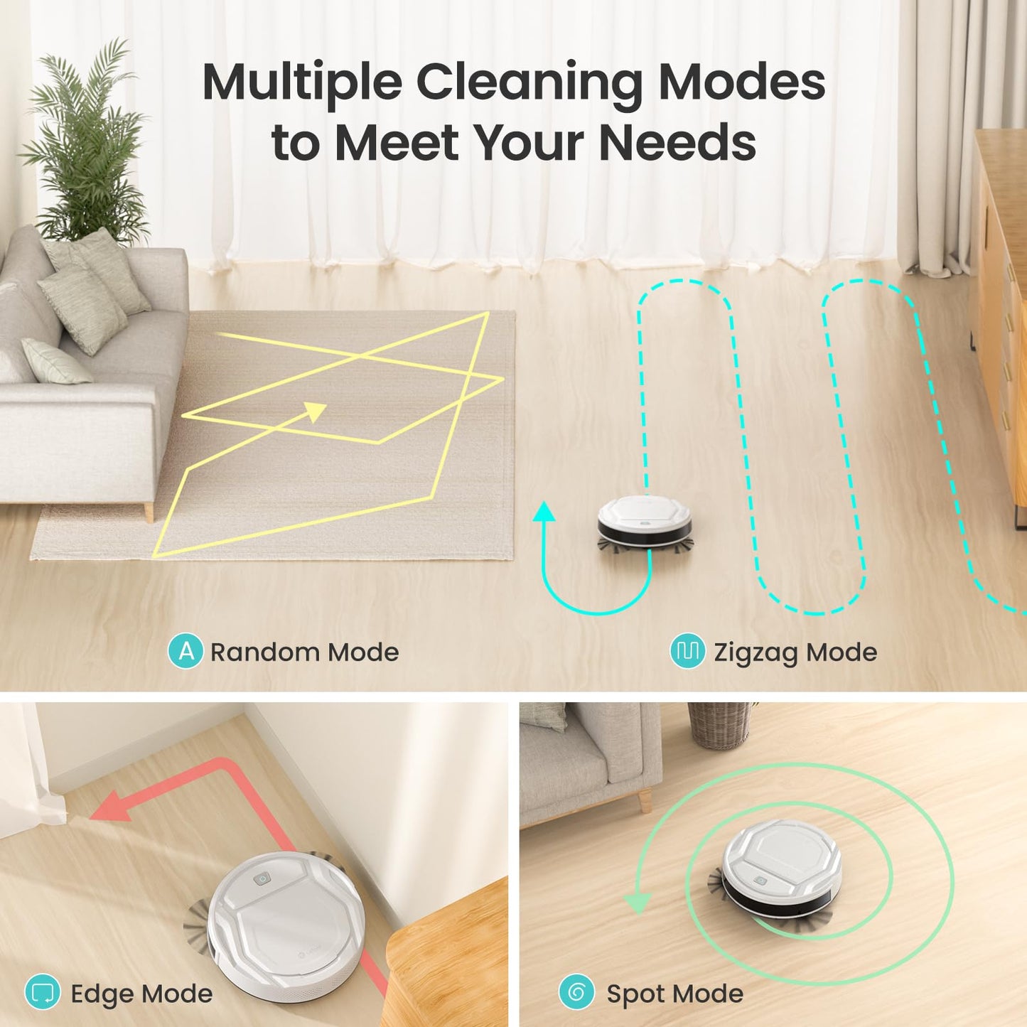 Robot Vacuum Cleaner – Slim, Strong Suction, 120 Min Runtime, Quiet Operation, Automatic Self-Charging, Wi-Fi/App/Voice Control, Ideal for Pet Hair, Hard Floors & Daily Cleaning