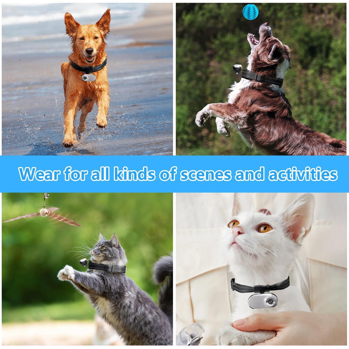 HD 1080P Cat Collar Camera with Video Recording – Lightweight Pet Action Camera with Wide-Angle Lens & Accessories (No WiFi Needed)