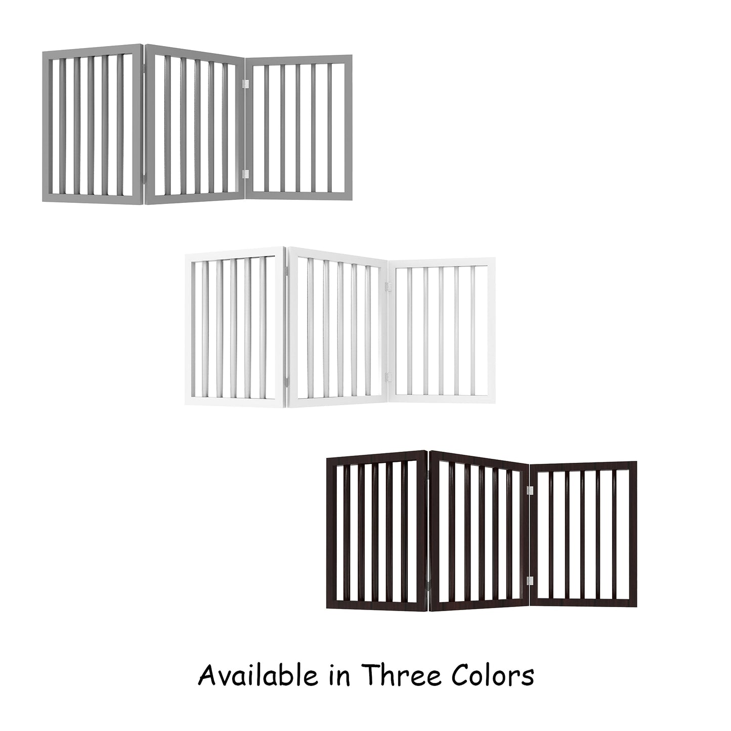 3-Panel Foldable Indoor Dog Gate – Freestanding Wooden Pet Fence for Stairs, Hallways & Doorways, 55x24-Inch (White)