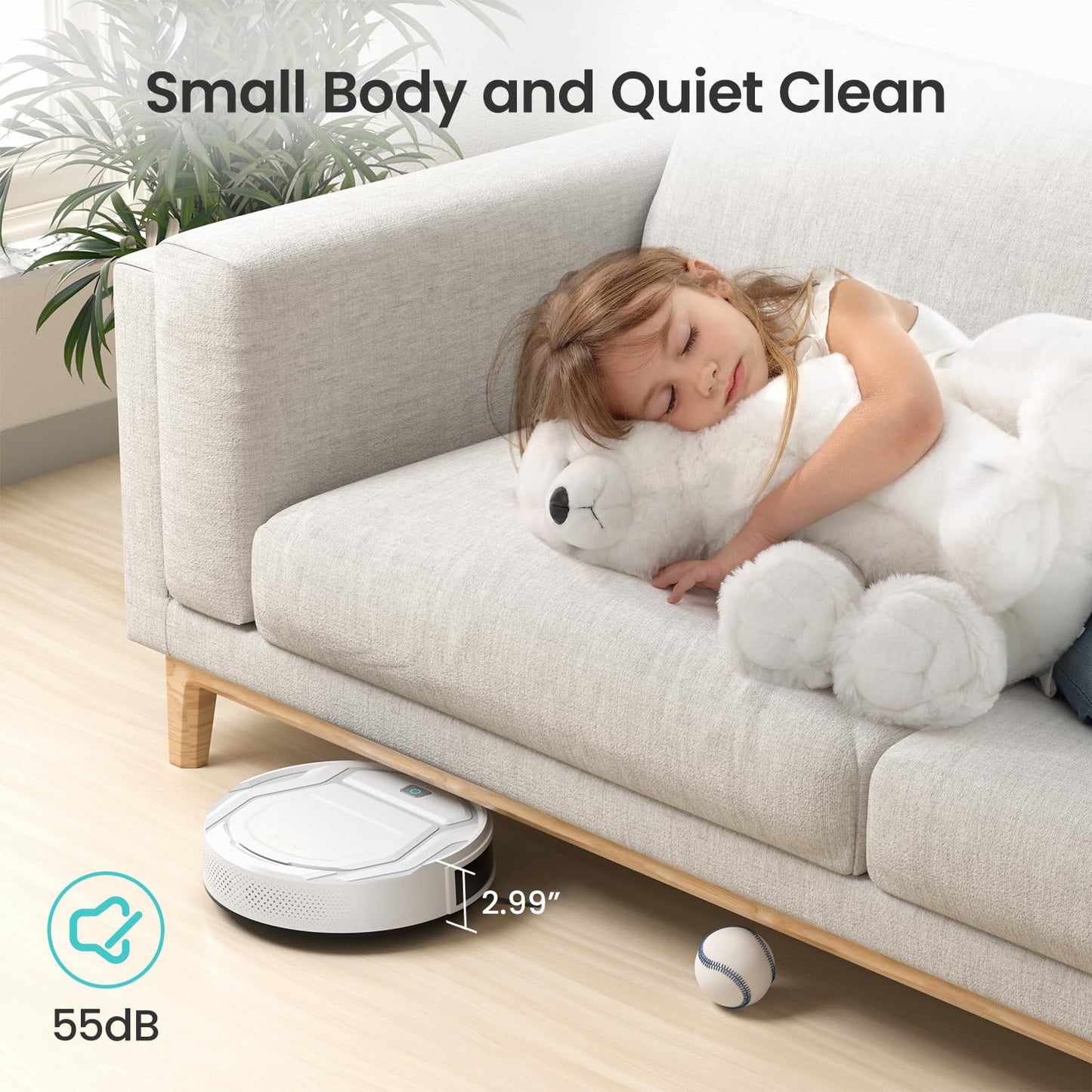 Robot Vacuum Cleaner – Slim, Strong Suction, 120 Min Runtime, Quiet Operation, Automatic Self-Charging, Wi-Fi/App/Voice Control, Ideal for Pet Hair, Hard Floors & Daily Cleaning