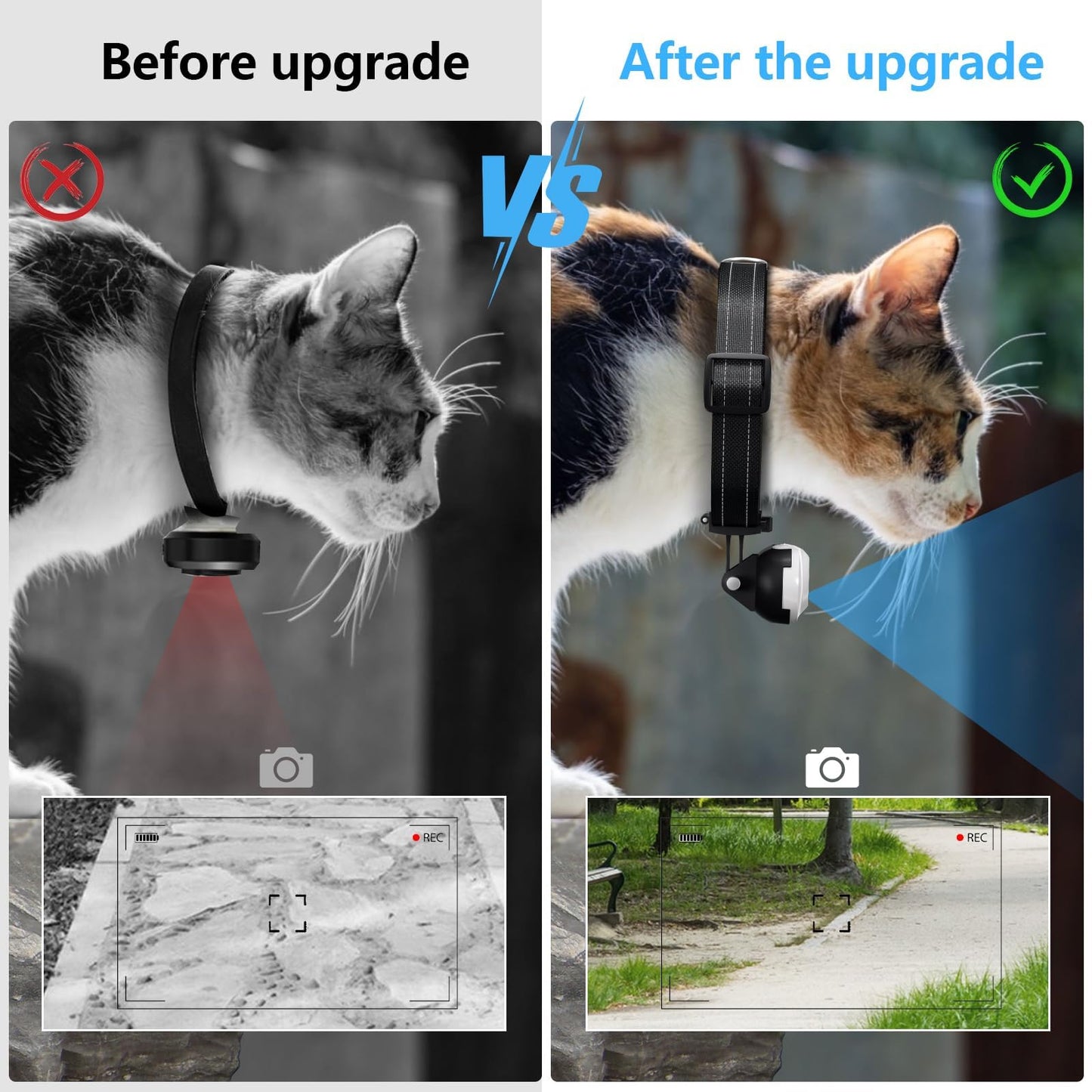 HD 1080P Cat Collar Camera with Video Recording – Lightweight Pet Action Camera with Wide-Angle Lens & Accessories (No WiFi Needed)