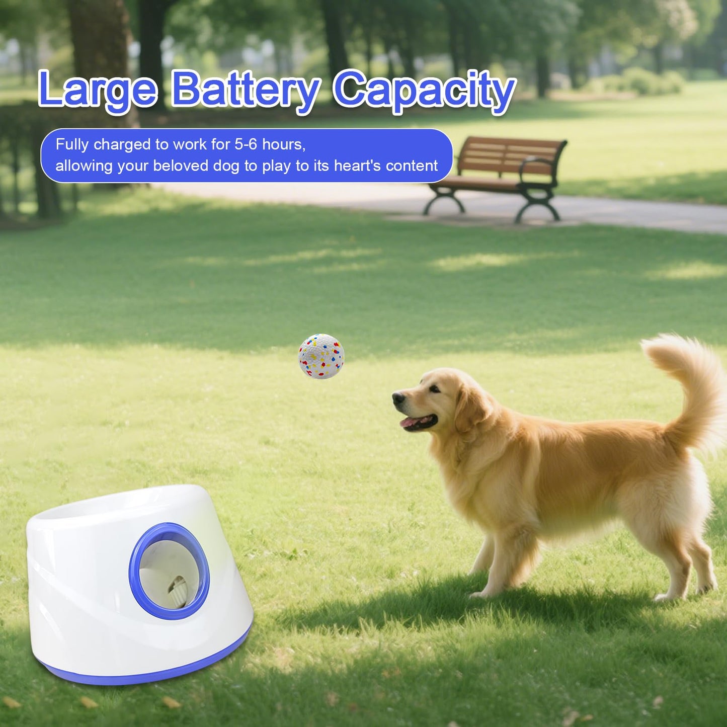 Automatic Dog Ball Launcher – Interactive Fetch Machine with 3 Balls (2.3”) – 3 Distance Settings for Small & Medium Dogs, Indoor/Outdoor Play