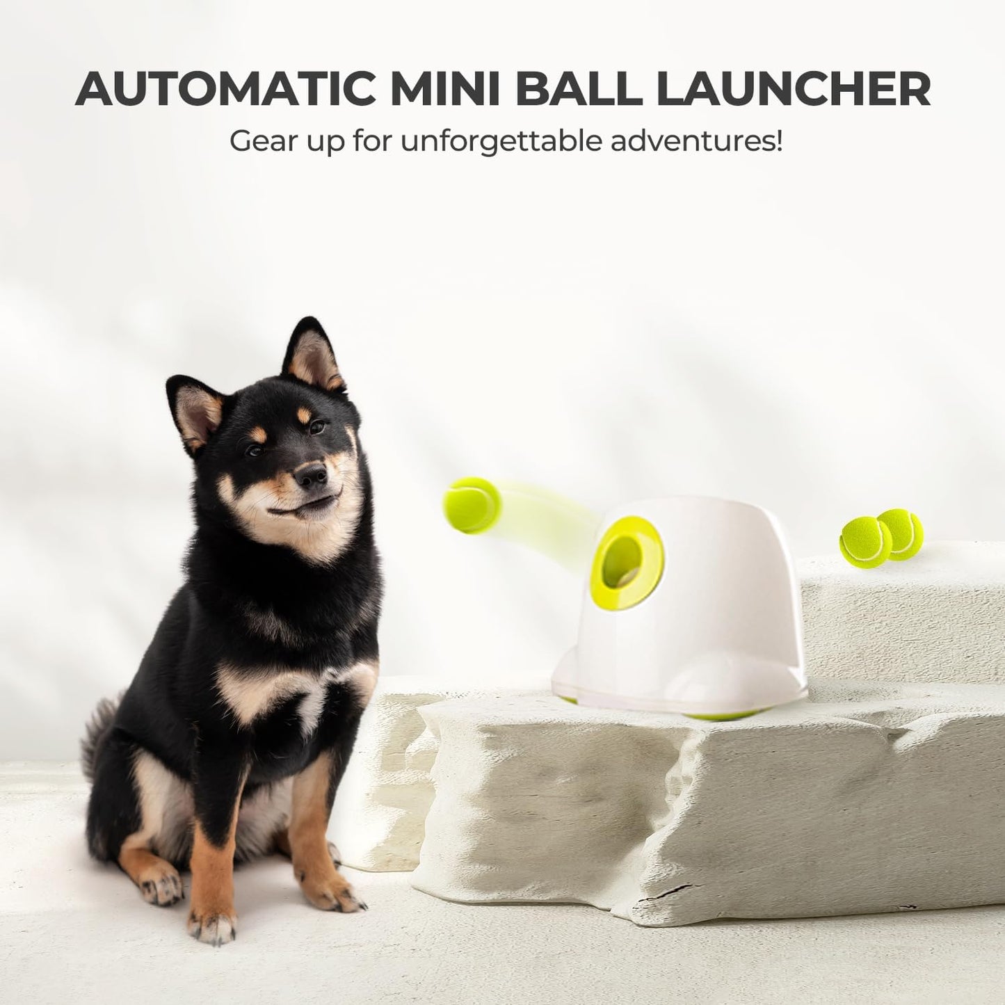 Automatic Dog Ball Launcher – Interactive Fetch Machine with 3 Balls (2”) – Adjustable Distance Thrower for Small Dogs, Indoor & Outdoor Play