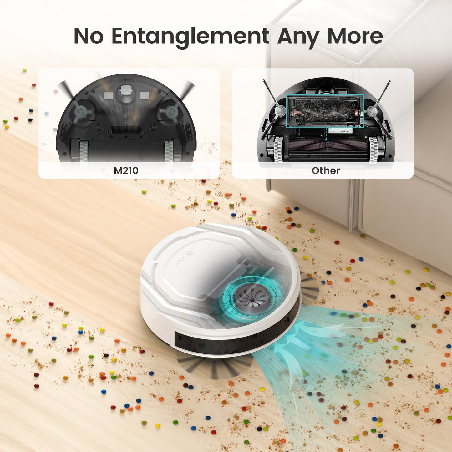 Robot Vacuum Cleaner – Slim, Strong Suction, 120 Min Runtime, Quiet Operation, Automatic Self-Charging, Wi-Fi/App/Voice Control, Ideal for Pet Hair, Hard Floors & Daily Cleaning
