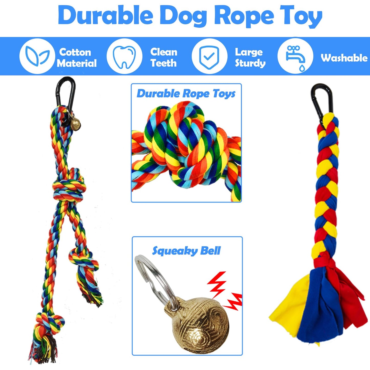 Outdoor Tether Tug Dog Toy – Interactive Tug of War Exercise Game with 2 Rope Toys & Bell – Adjustable Height, Sturdy Base – For Small, Medium & Large Dogs