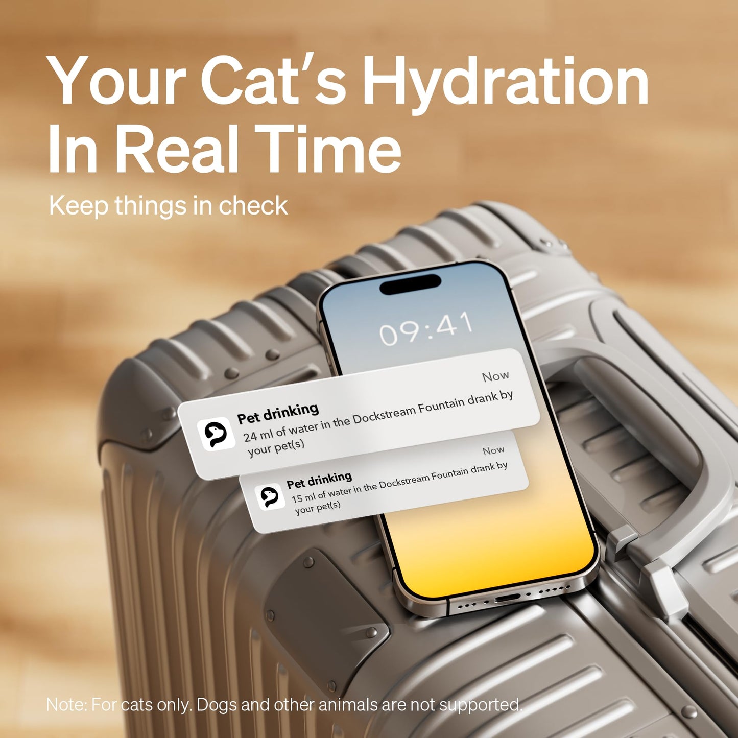 Smart Cat Water Fountain with App Monitoring – Stainless Steel Tray, 2.5L/84oz Automatic Pet Water Dispenser with Wi-Fi, Ultra-Quiet Pump, Multi-Layer Filtration