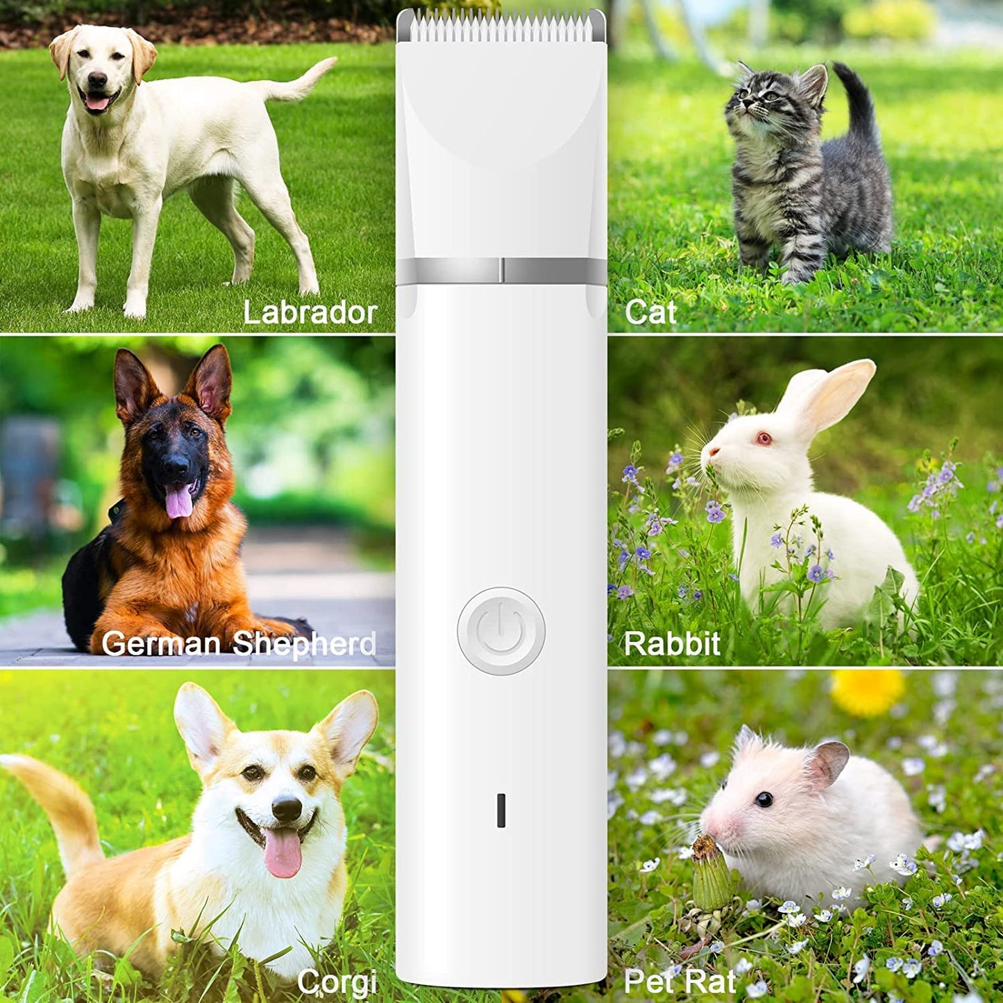 Pet Clippers Grooming Kit – Low Noise Rechargeable Hair Clipper with Paw Trimmer & Cordless Nail Grinder for Dogs, Cats & Other Pets