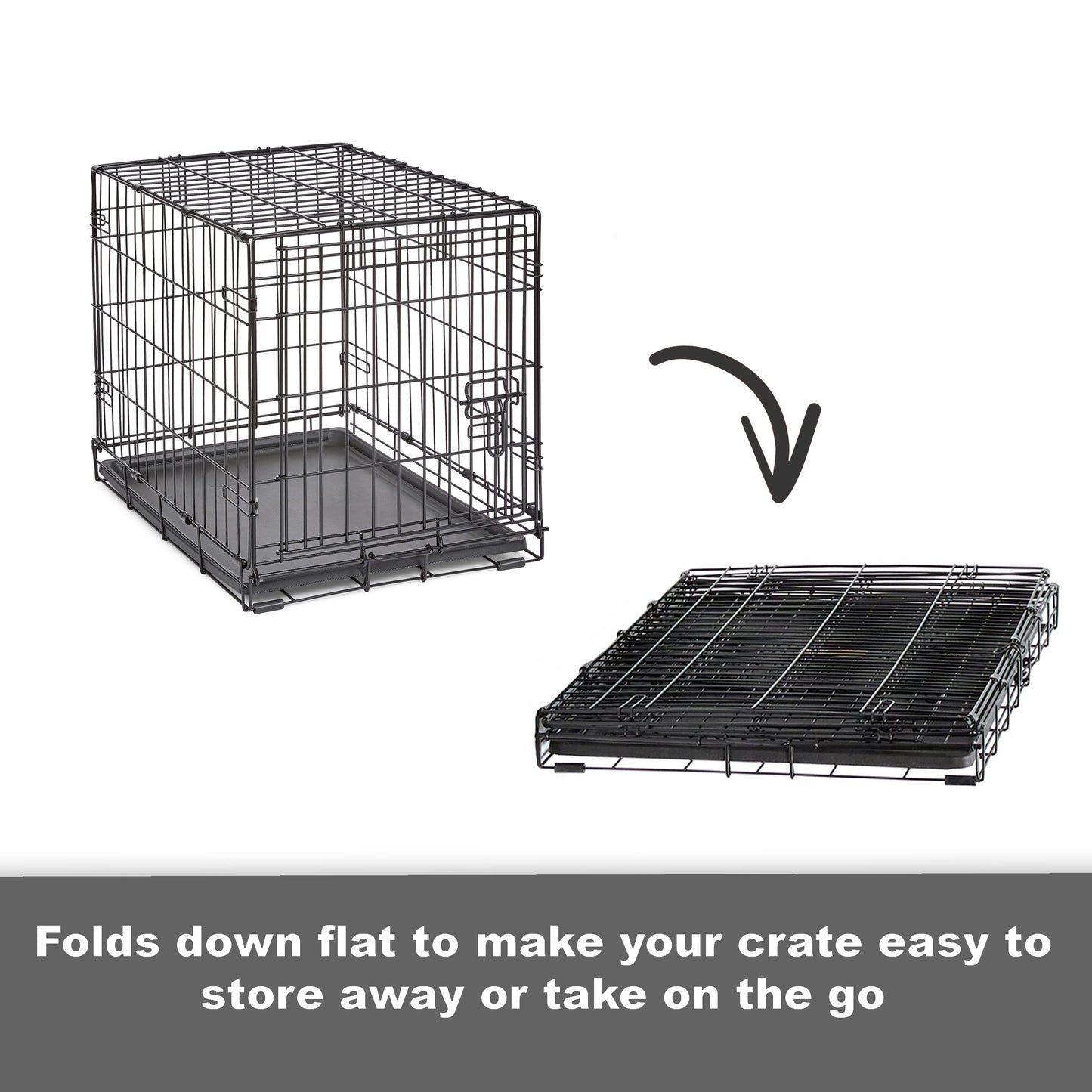 42-Inch Folding Metal Dog Crate with Divider Panel, Leak-Proof Pan & Enhanced Security – For Large Breeds
