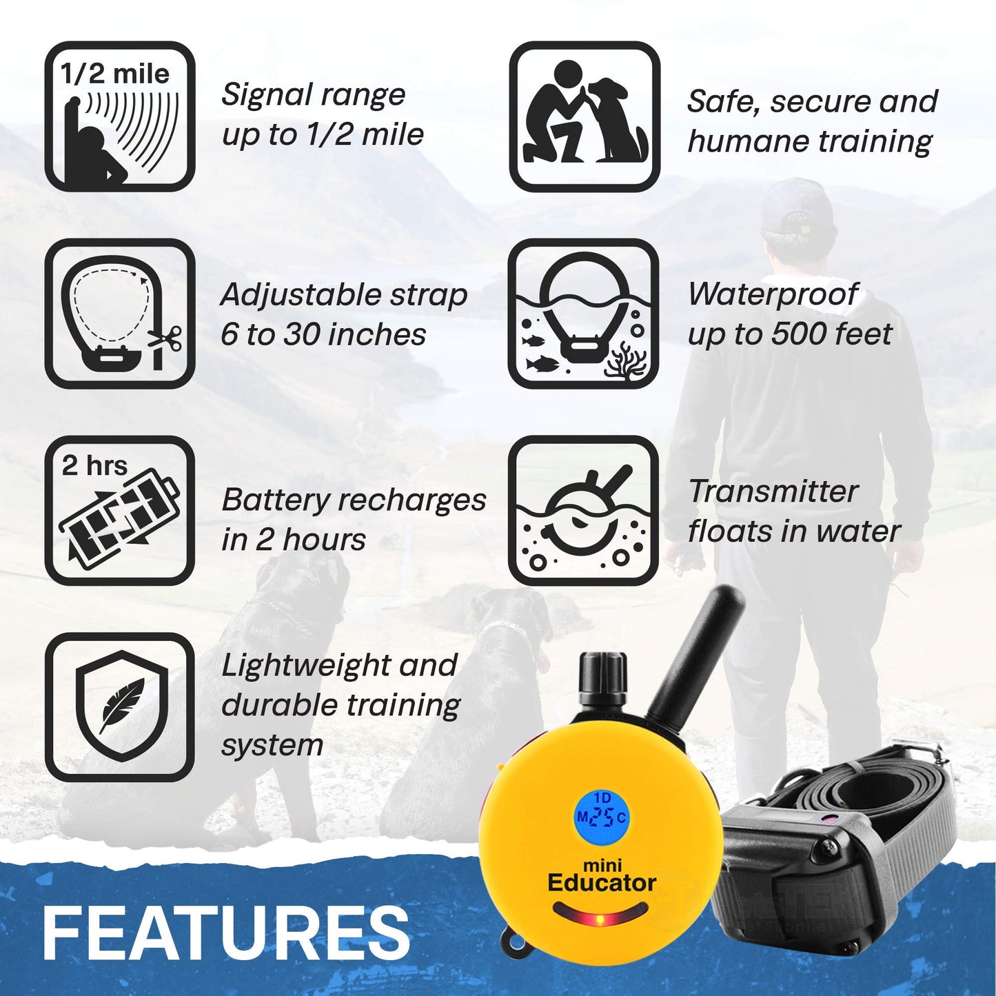 Mini Remote Dog Training Collar with ½ Mile Range – Waterproof E-Collar System with 100 Levels, Vibration, Tone & Training Clicker