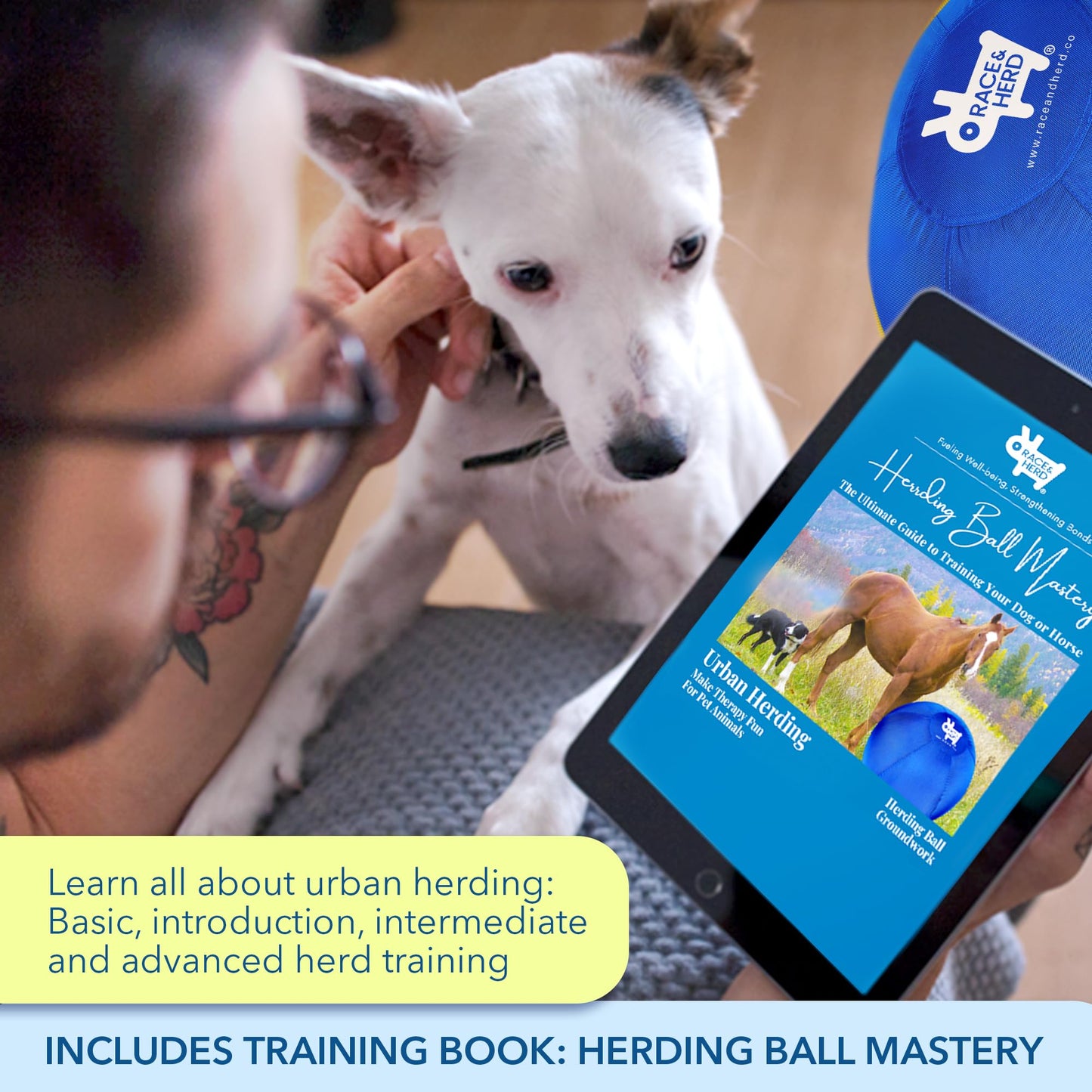 25” XXL Herding Ball for Dogs – Heavy-Duty Outdoor Training & Exercise Toy for Medium Breeds – Durable Dog Toy for Australian Shepherds, Border Collies & Active Dogs (Blue)
