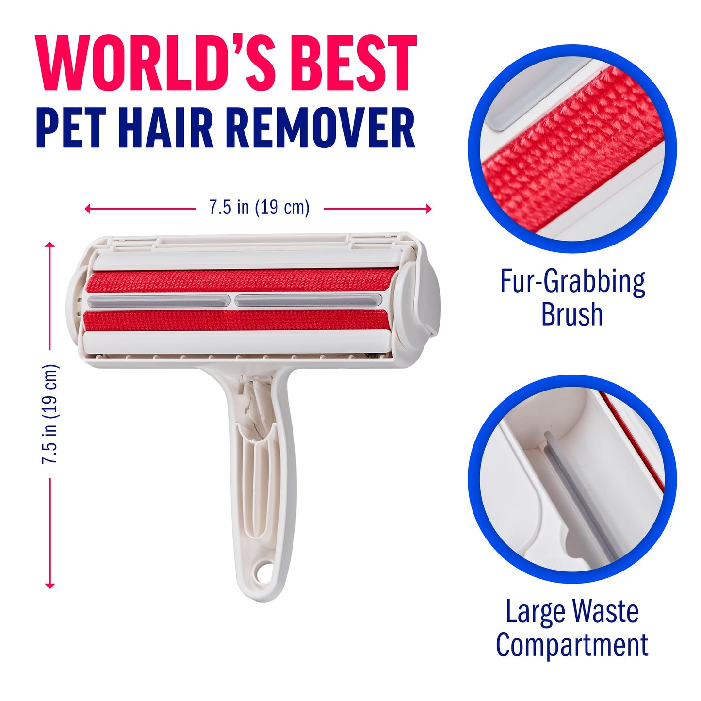 Reusable Pet Hair Remover Roller – Dog & Cat Hair Removal Tool for Furniture, Couch, Carpet, Bedding & Clothing – Portable, Multi-Surface Fur Cleaner