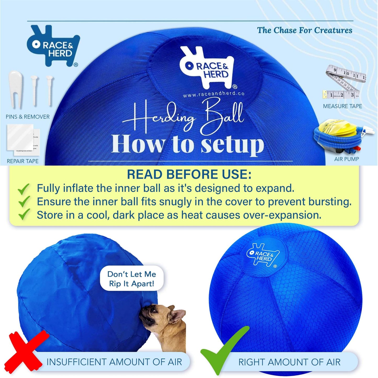 25” XXL Herding Ball for Dogs – Heavy-Duty Outdoor Training & Exercise Toy for Medium Breeds – Durable Dog Toy for Australian Shepherds, Border Collies & Active Dogs (Blue)