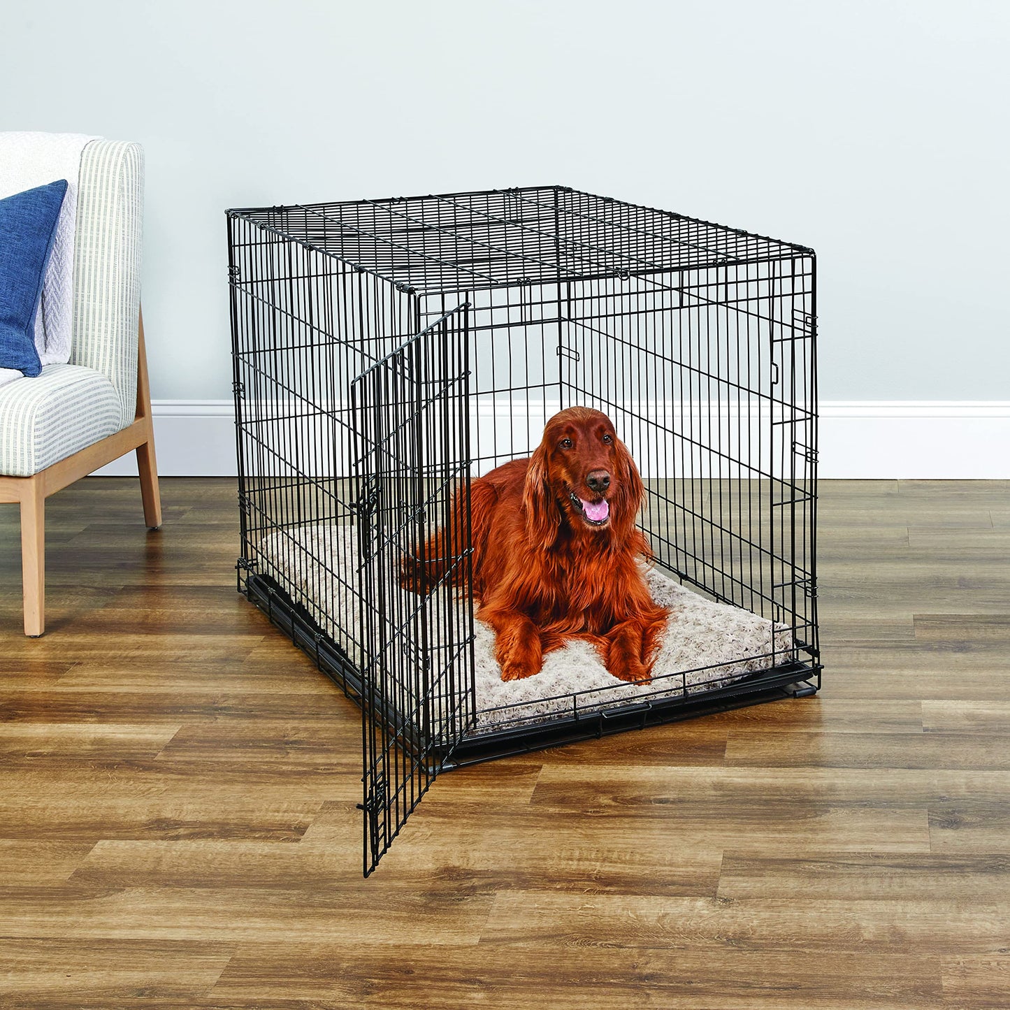 42-Inch Folding Metal Dog Crate with Divider Panel, Leak-Proof Pan & Enhanced Security – For Large Breeds