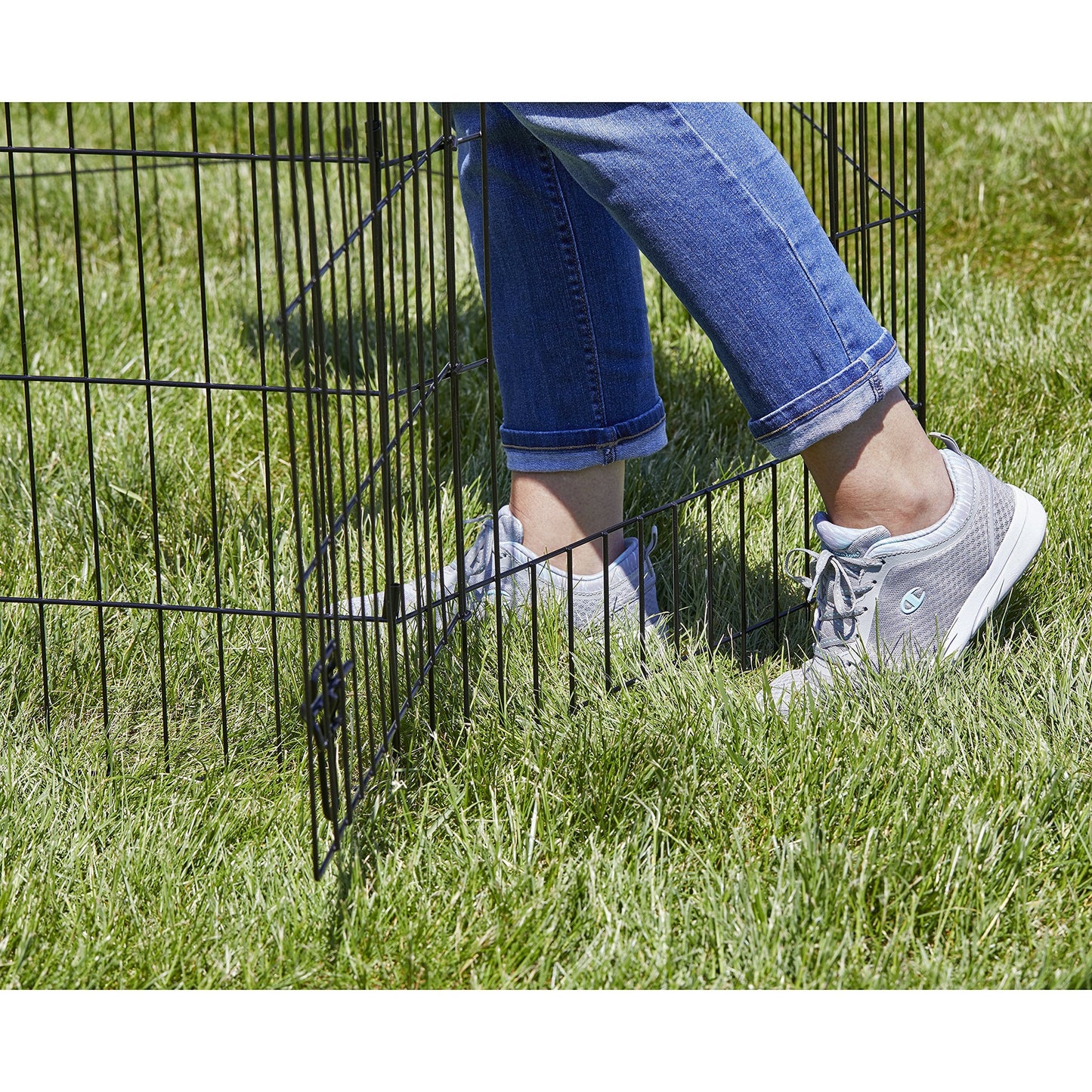 Folding Metal Dog Exercise Pen – 24-Inch Tall Portable Puppy Playpen with Secure Door, Indoor/Outdoor Pet Fence, 16 Sq. Ft. Enclosure, Black
