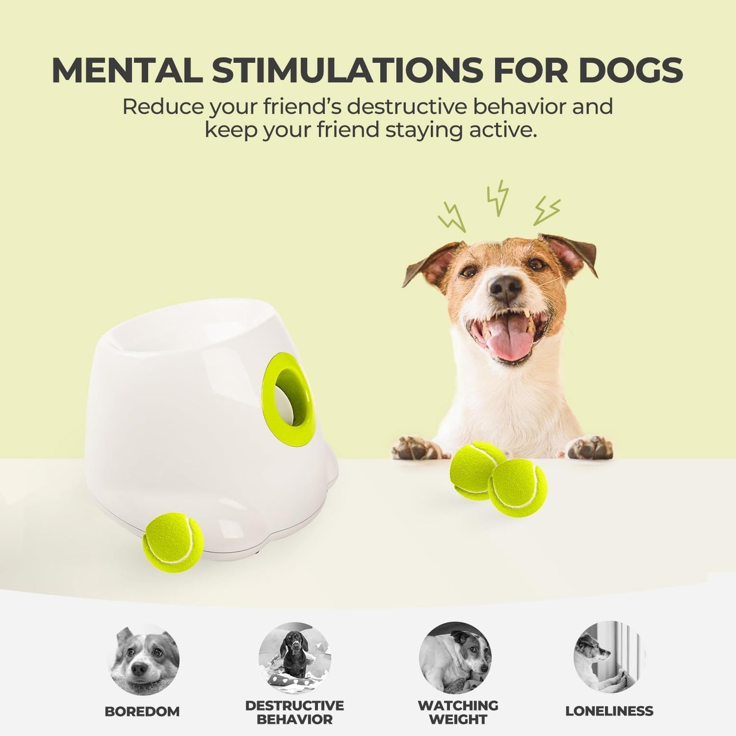 Automatic Dog Ball Launcher – Interactive Fetch Machine with 3 Balls (2”) – Adjustable Distance Thrower for Small Dogs, Indoor & Outdoor Play