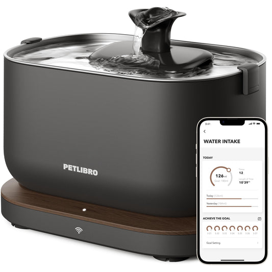 Smart Cat Water Fountain with App Monitoring – Stainless Steel Tray, 2.5L/84oz Automatic Pet Water Dispenser with Wi-Fi, Ultra-Quiet Pump, Multi-Layer Filtration