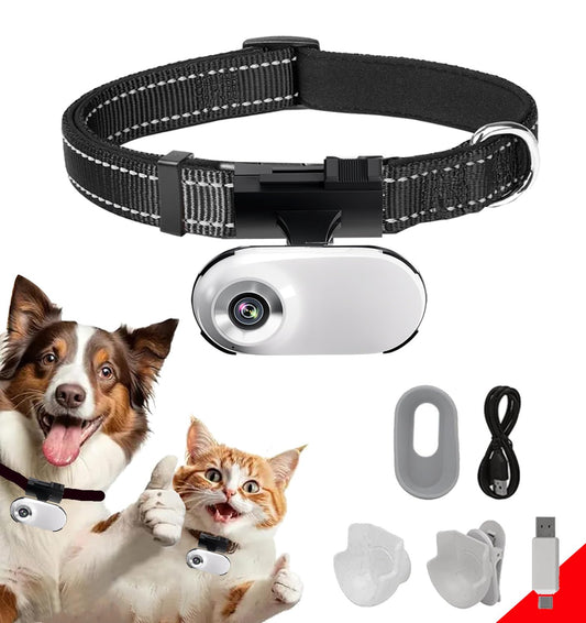 HD 1080P Cat Collar Camera with Video Recording – Lightweight Pet Action Camera with Wide-Angle Lens & Accessories (No WiFi Needed)