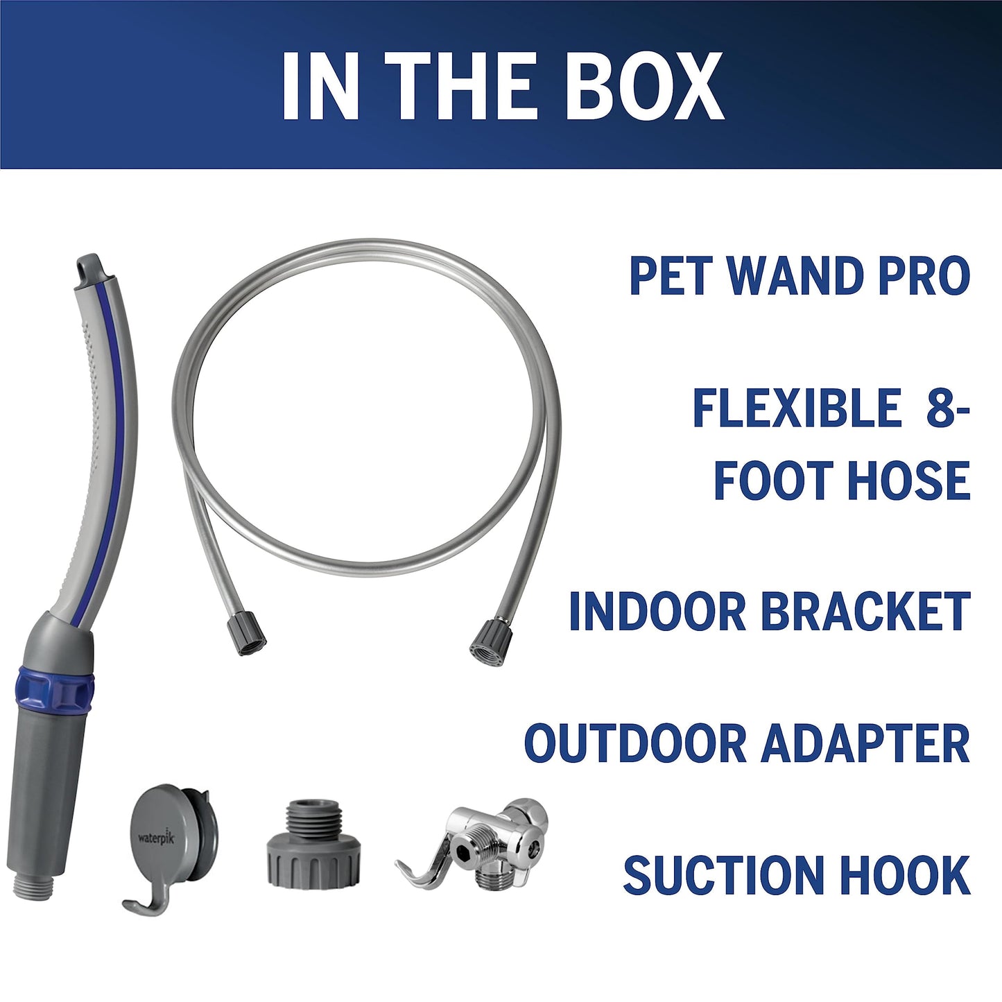 Pet Shower Attachment with Wand Sprayer & 8-Foot Hose – Indoor/Outdoor Dog Bathing System with Watercomb & Narrow Spray Modes, Easy One-Handed Operation