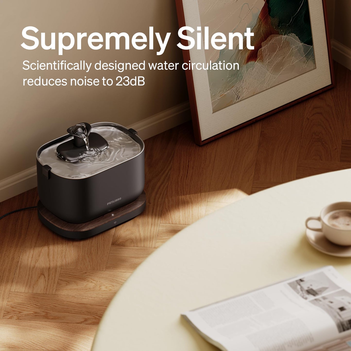 Smart Cat Water Fountain with App Monitoring – Stainless Steel Tray, 2.5L/84oz Automatic Pet Water Dispenser with Wi-Fi, Ultra-Quiet Pump, Multi-Layer Filtration