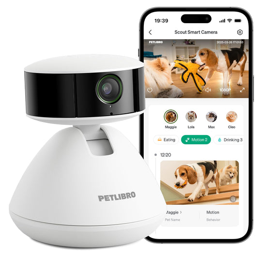 AI Pet Camera with App – Multi-Pet Recognition, Smart Activity Analysis, 360° Auto-Tracking View, 1080P HD, Night Vision & 2-Way Audio