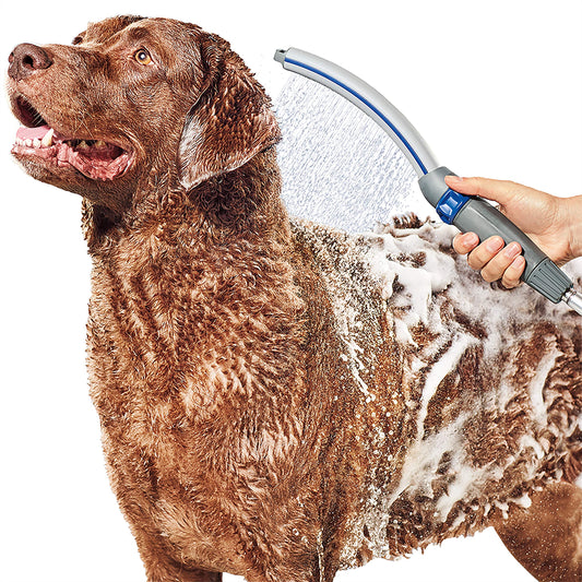 Pet Shower Attachment with Wand Sprayer & 8-Foot Hose – Indoor/Outdoor Dog Bathing System with Watercomb & Narrow Spray Modes, Easy One-Handed Operation